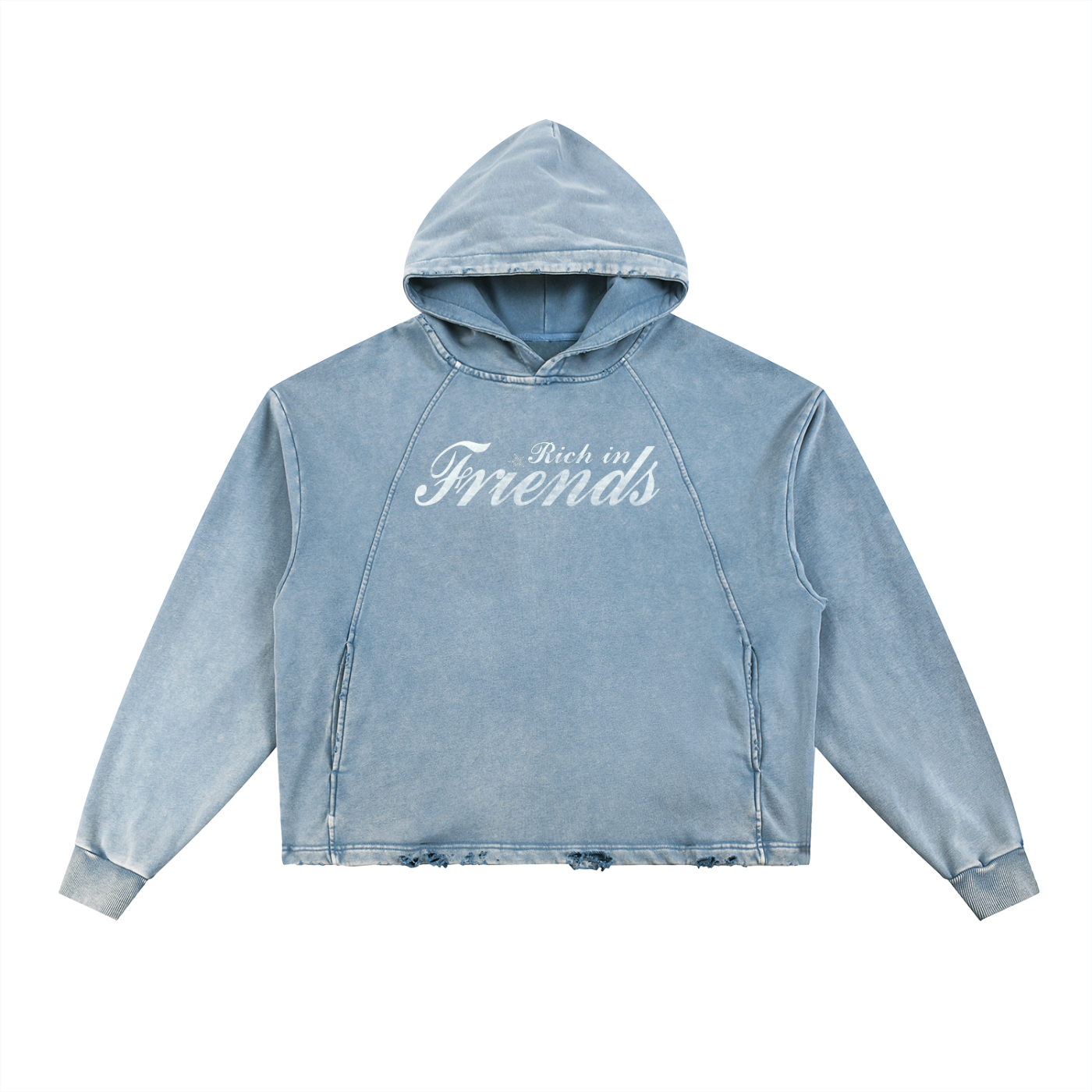 Friends Vintage Washed Frayed-Hem Hoodie