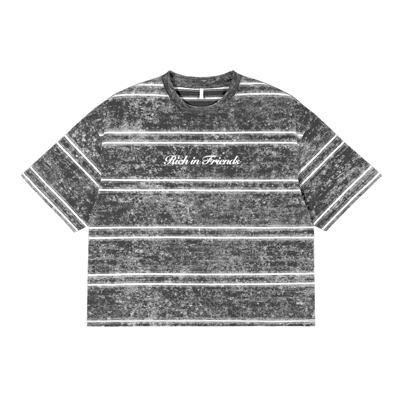 Rich in Friends: Snow Washed Striped Boxy T-Shirt