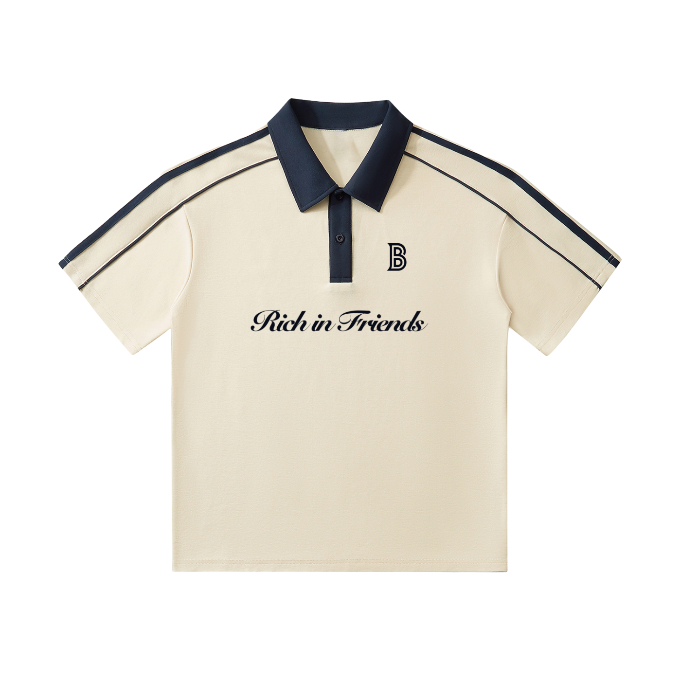 Rich in Friends: Contrast Collar Short-Sleeve Polo Shirt