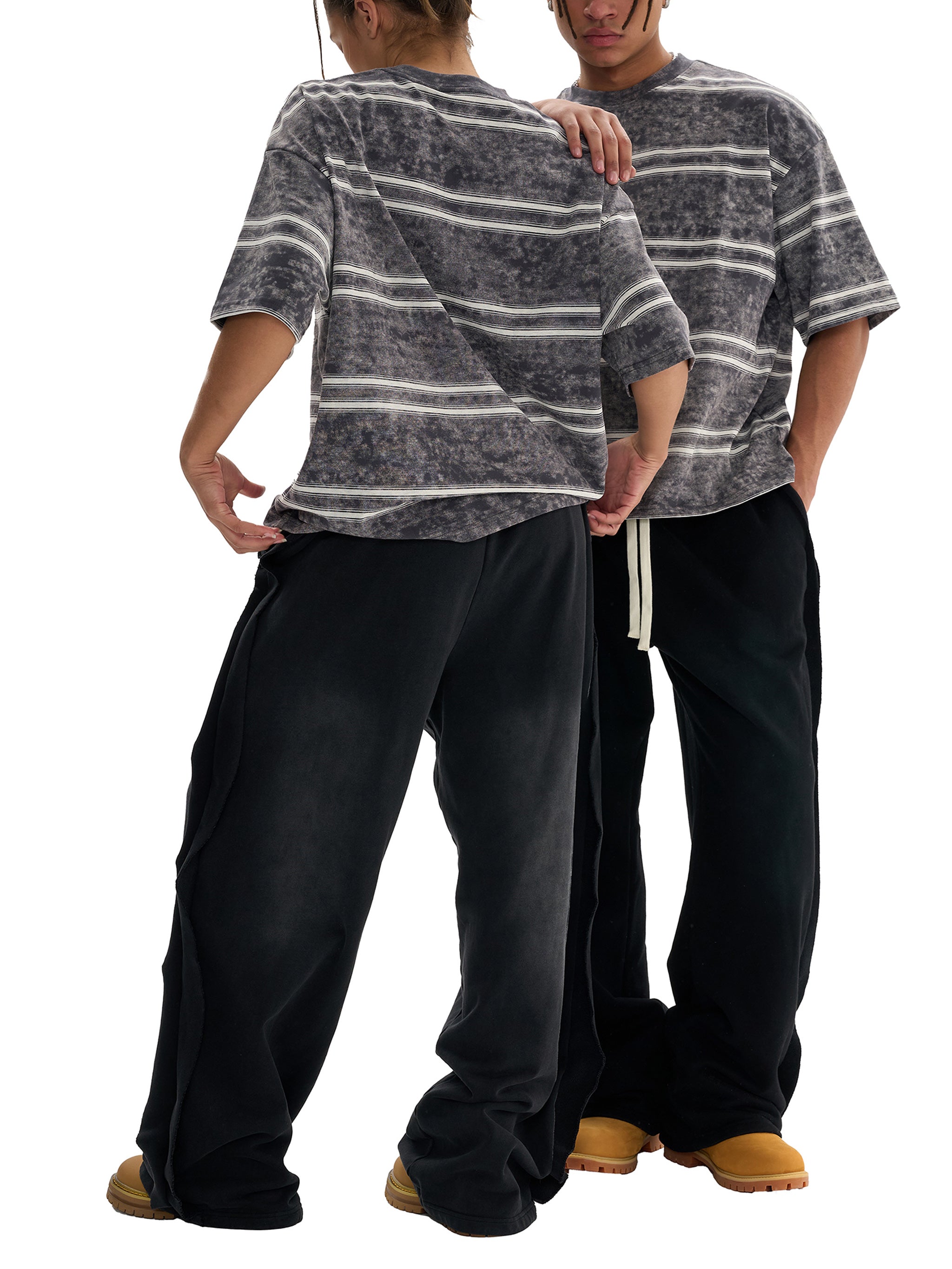 Rich in Friends Snow Washed Striped Boxy T-Shirt